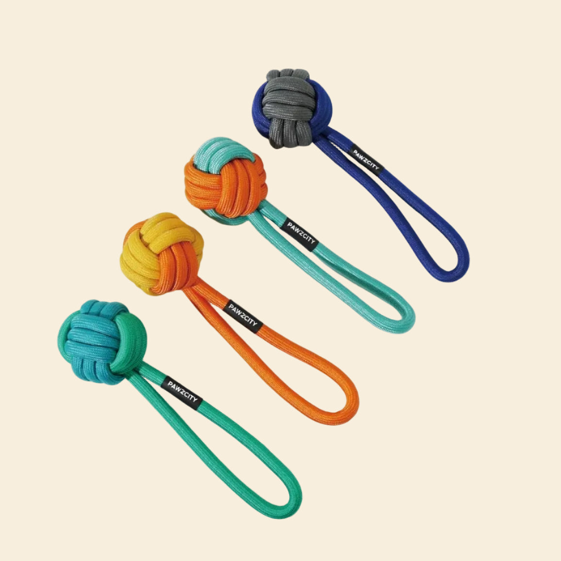 PAWZCITY Interactive Rope Ball With Loop | Interactive Fetch & Tug Toy for Dogs