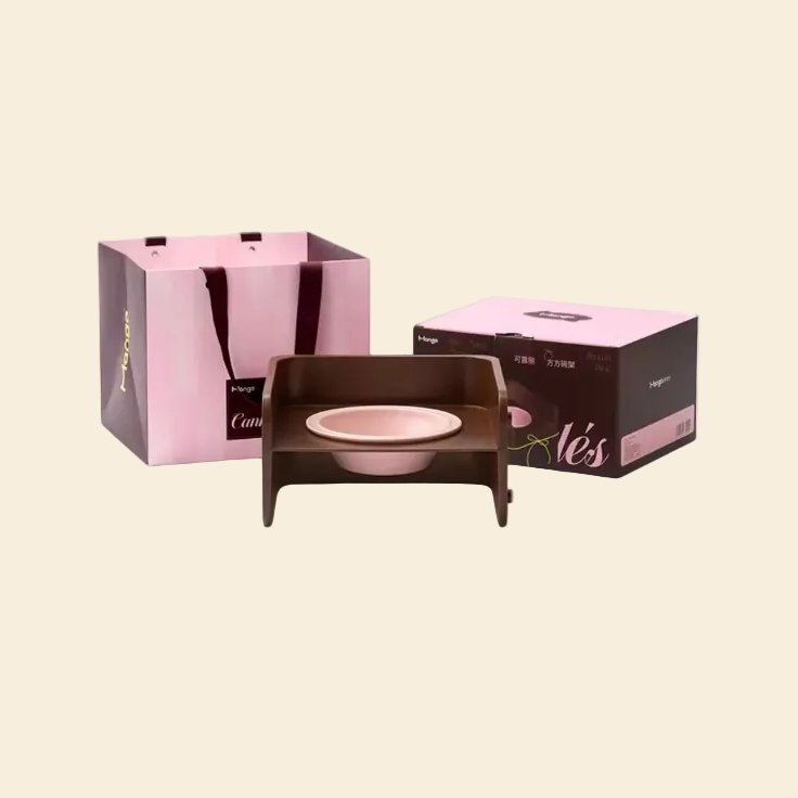 Mango Cannelés Patisserie Gift Set displaying the Limited Edition Cocoa & Strawberry Ceramic Set with its luxury pink gift bag and packaging box