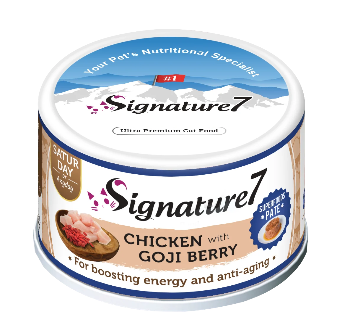 Signature7 Saturday Chicken with Goji Berry Superfoods Pâté wet cat food 80g