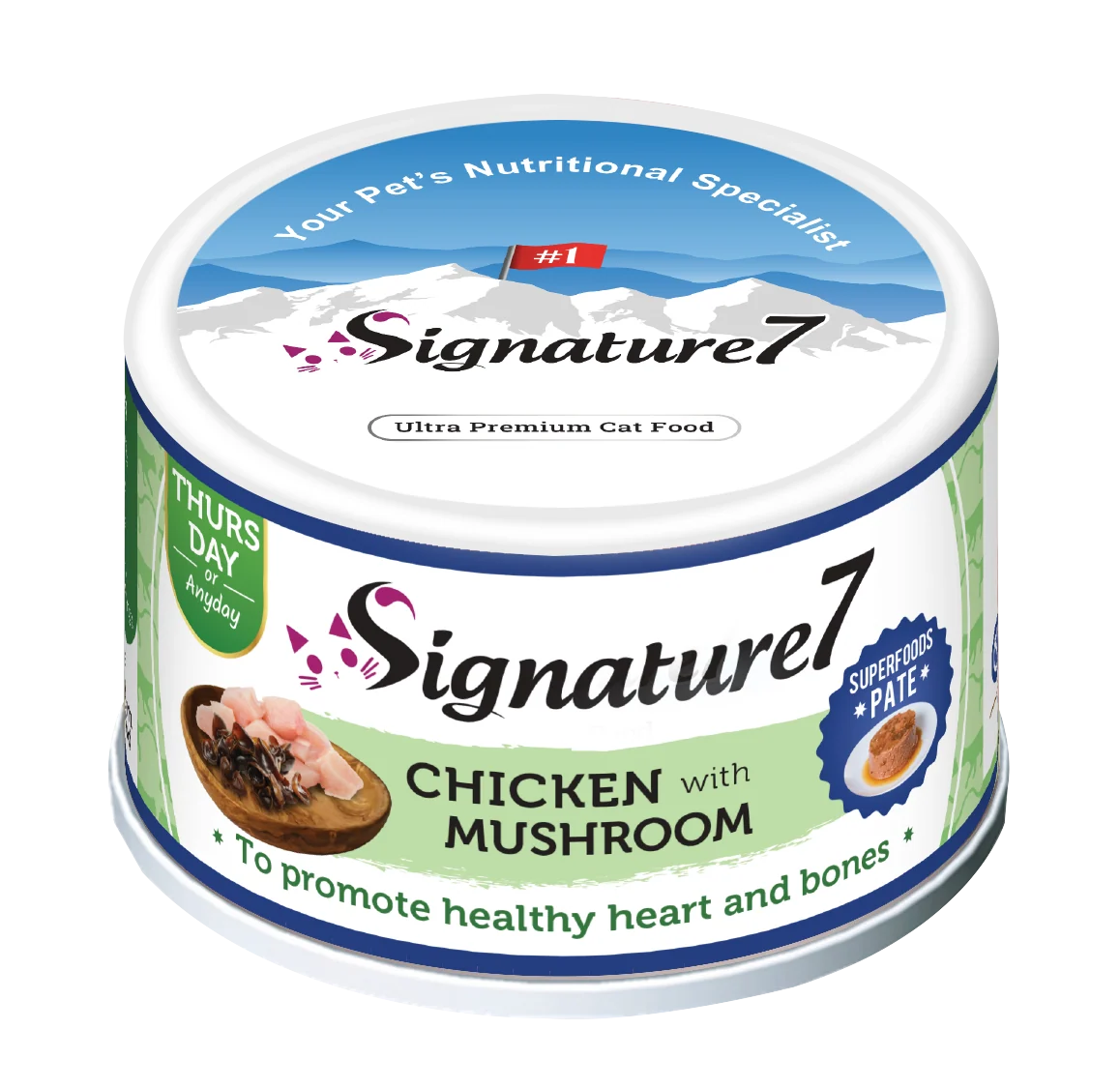Signature7 Thursday Chicken with Mushroom Superfoods Pâté wet cat food 80g