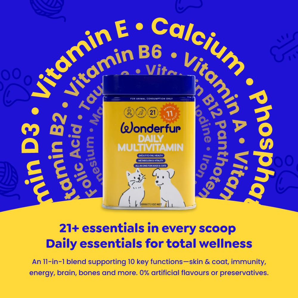 Wonderfur Daily Multivitamin with 21 vitamins and minerals in a daily powder