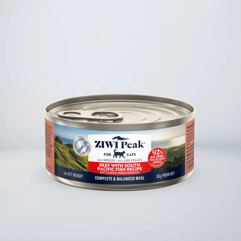 ZIWI Peak Canned Cat Food, Beef with South Pacific Fish Recipe, 85g front view