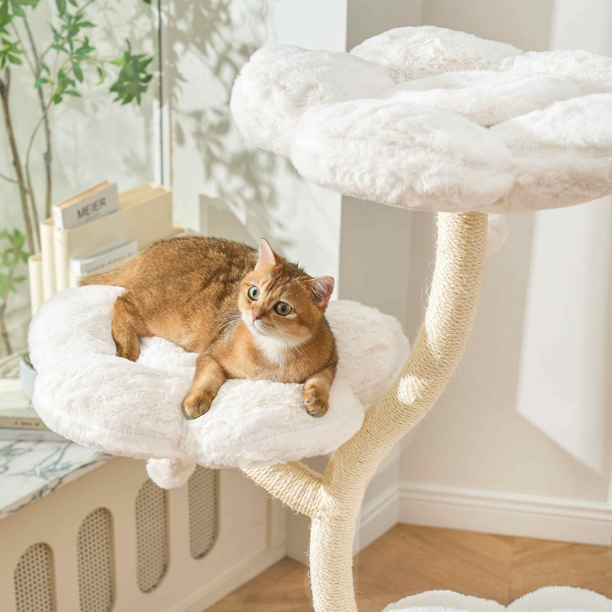 MICHU Fairy Cat Tower Deluxe 4-Tier Flower Cat Tree | 175cm Real Wood &amp; Sisal