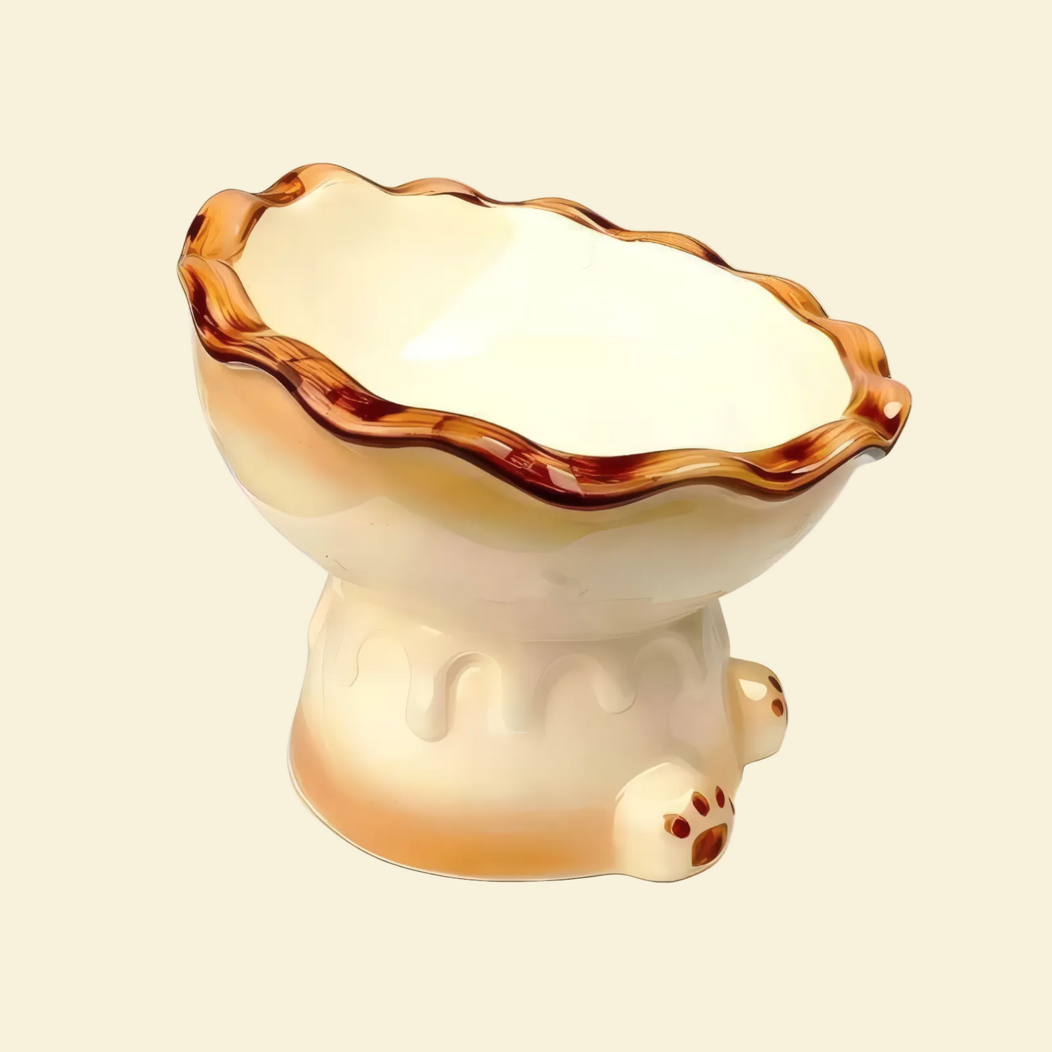 Spill-Proof Ceramic Pet Bowl | Heavy Base, Tilted Design for Neck Relief