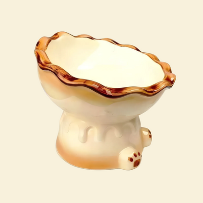 Spill-Proof Ceramic Pet Bowl | Heavy Base, Tilted Design for Neck Relief