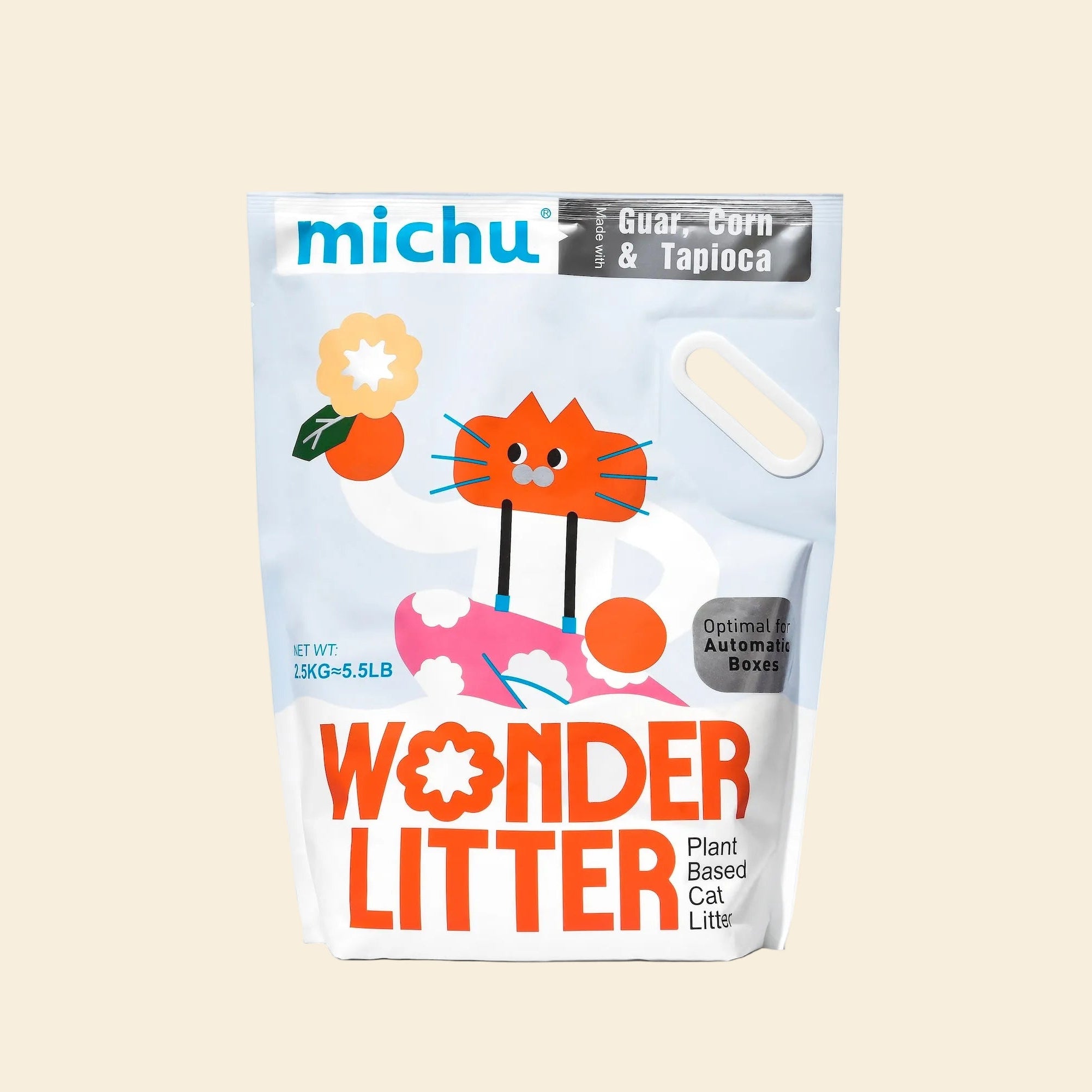 Bag of Wonder Litter with MICHU branding on a pure background