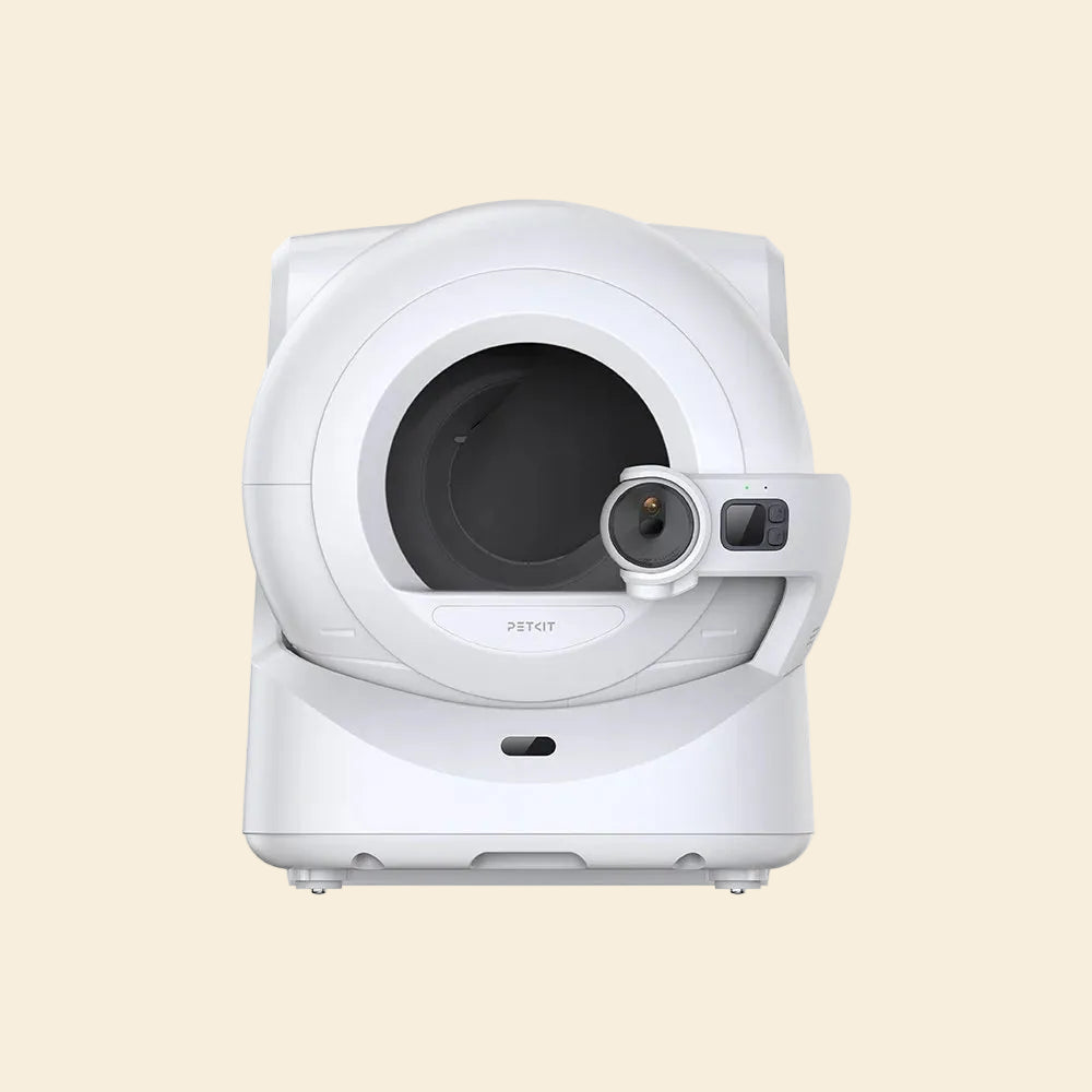 Petkit Purobot Ultra AI-powered cat litter box and the white pet camera with black lens 