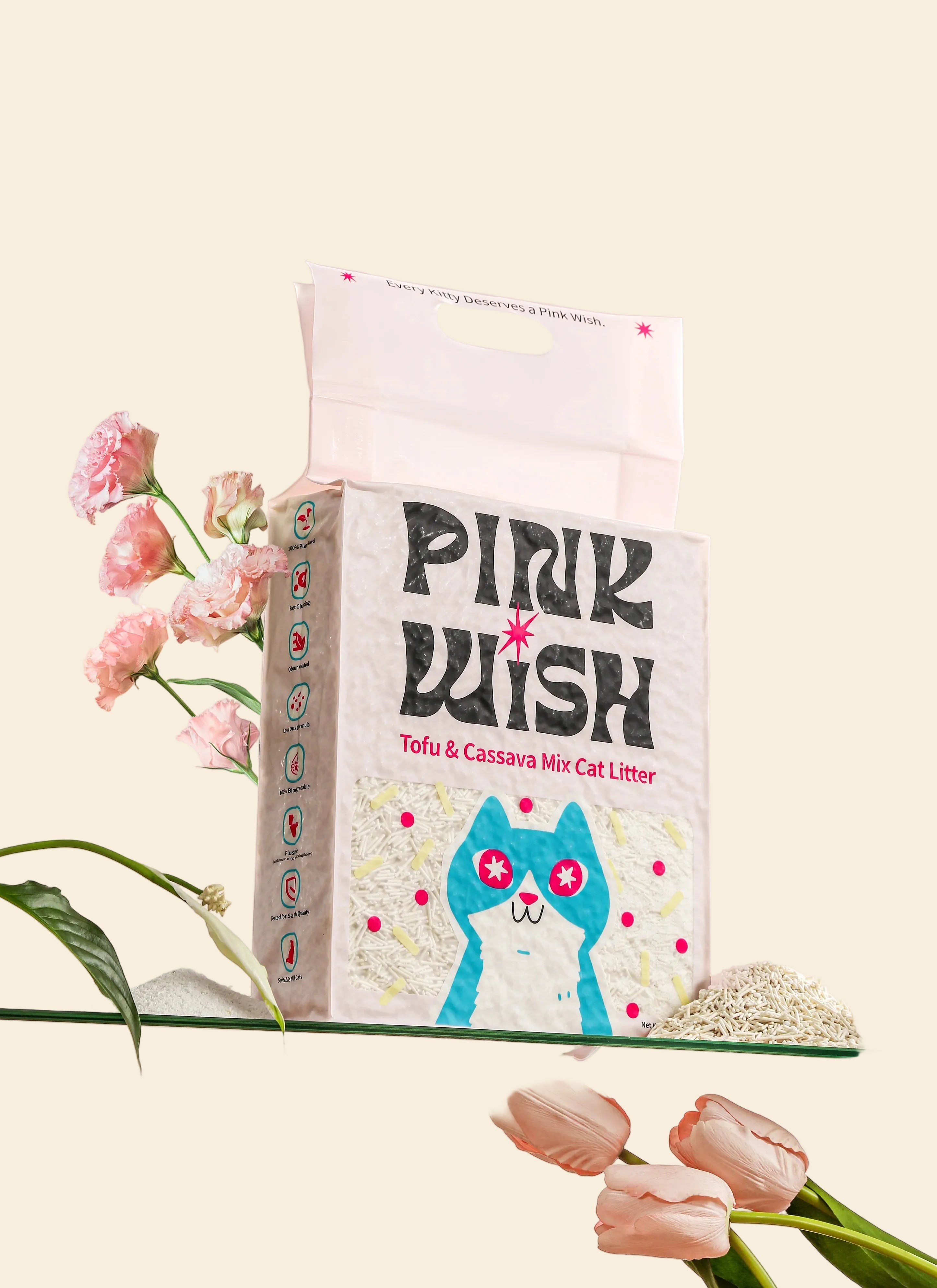 Pinkwish mixed cassava tofu cat litter package