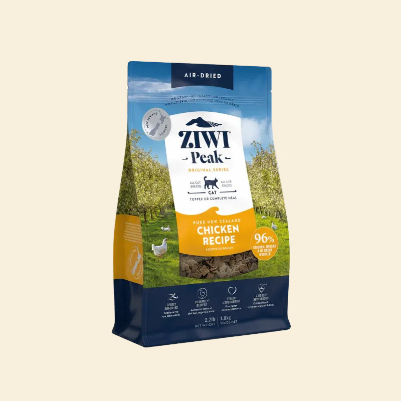 Ziwi Peak air-dried chicken recipe pet food 1kg packaging on a white background