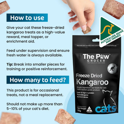 Infographic for The Paw Grocer Kangaroo treats showing &