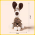 Product size guide for the brown dog Bubble Farm plush toy, indicating a total height of 24cm and a width of 7cm. Perfect for small to medium dogs.
