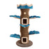 Full view of the Camily Big Tree Cat Tower in ocean blue on a white background.
