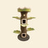 Full view of the Camily Big Tree Cat Tower in natural green on a yellow background.