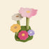 Full view of the Camily Flower Ladder Cat Tree in a pink gradient theme on a white background, showing the floral steps and sisal pillars.