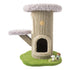 Full view of the Camily Mushroom Cat Tree in a light pastel purple on a white background.