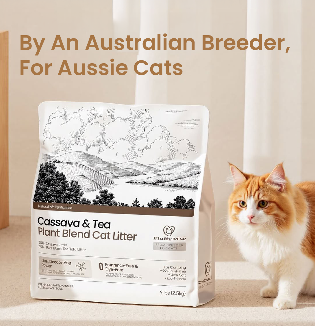 FluffyMW Cassava & Black Tea Tofu Cat Litter