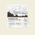 A clean front view of a single 2.5kg bag of FluffyMW Cassava and Tea Plant Blend Cat Litter on a white background, featuring a classic line-art landscape illustration and highlighting its dual deodorizing power.