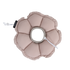 The Chestnut Pink variant of the HiDREAM soft flower recovery collar on a black background, showing the plush petal design and grey ribbed neckband.