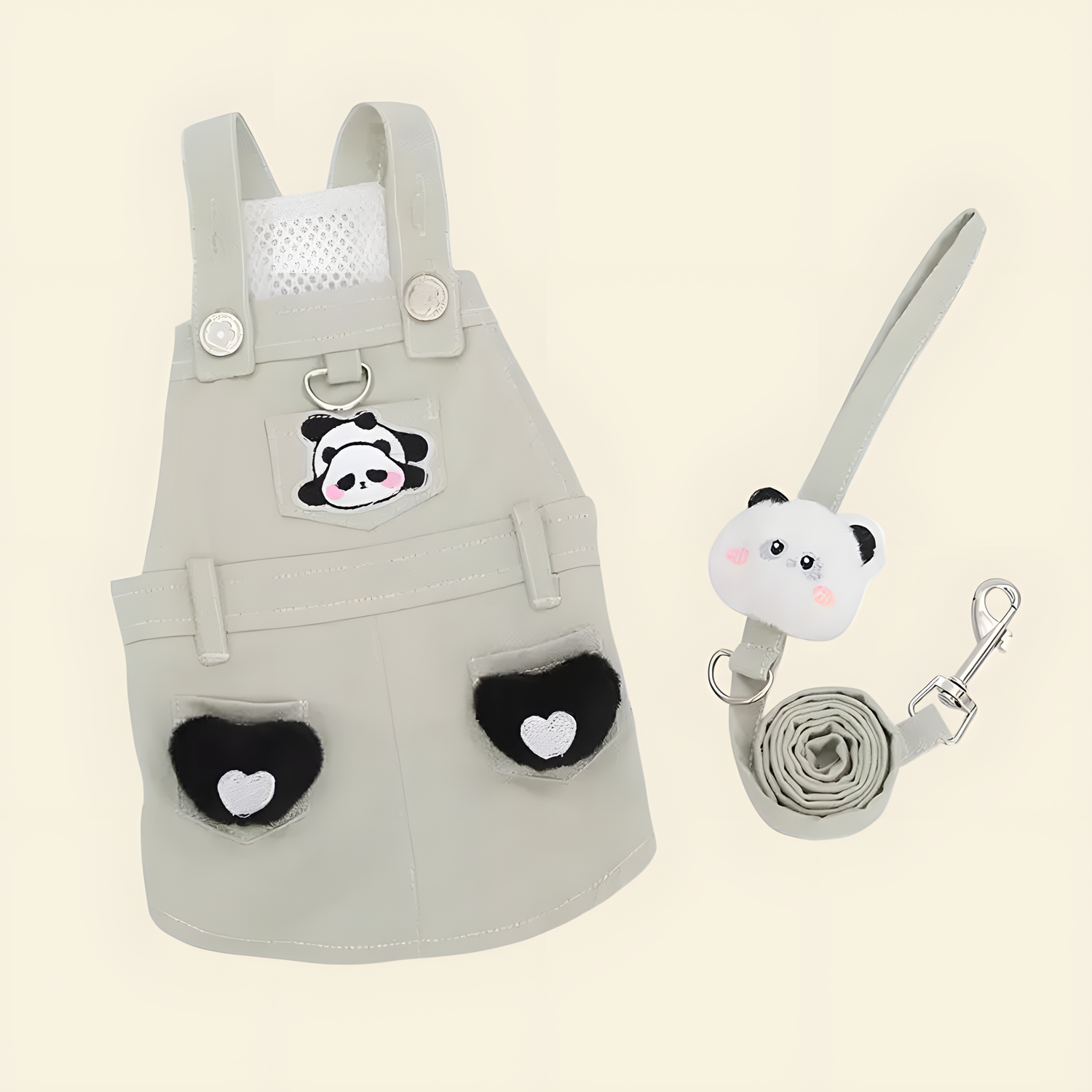 Panda Hug Cat Harness and Leash Set isolated. The adjustable Velcro and snap buckle ensure a secure fit for indoor cats exploring outdoors