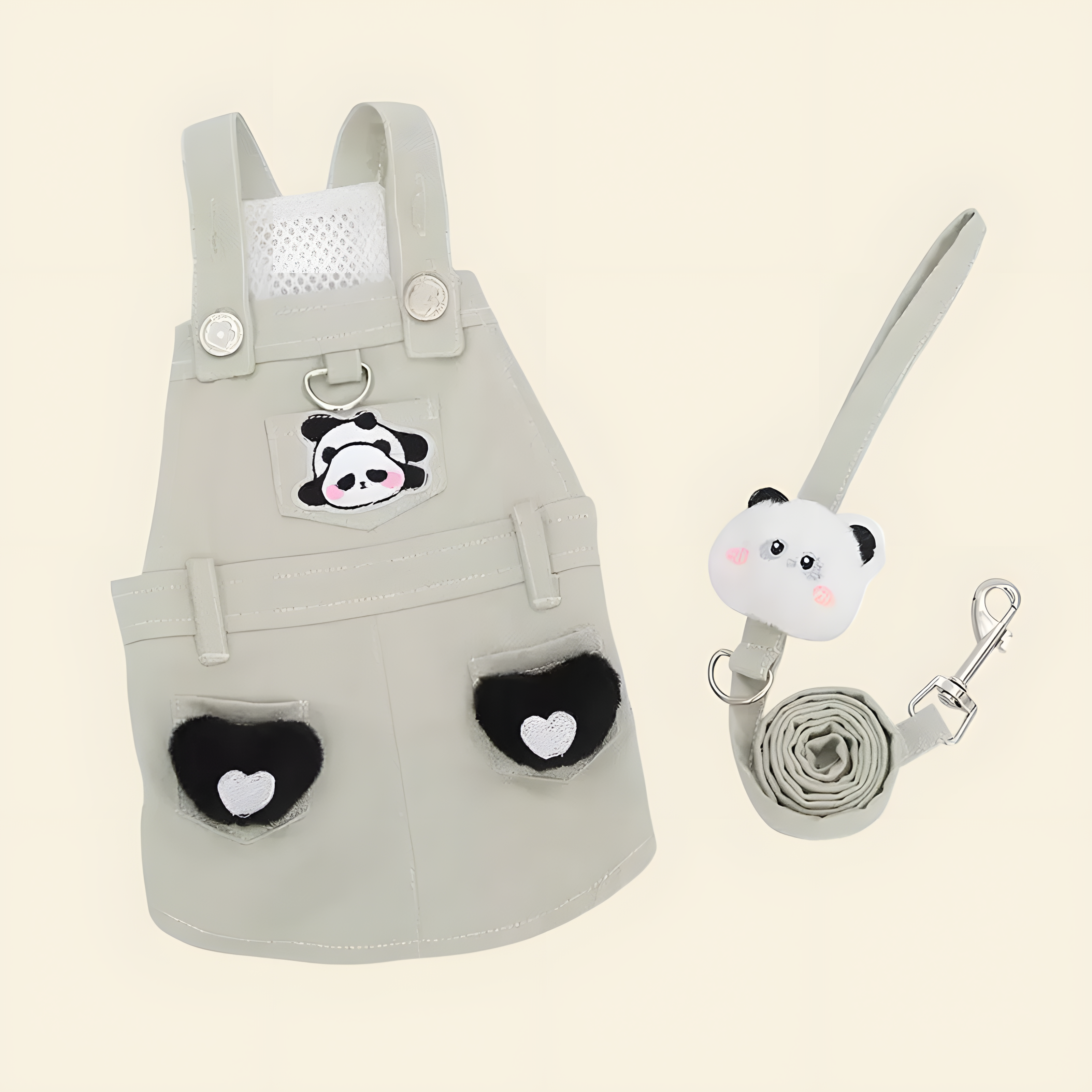 Panda Hug Cat Harness and Leash Set isolated. The adjustable Velcro and snap buckle ensure a secure fit for indoor cats exploring outdoors