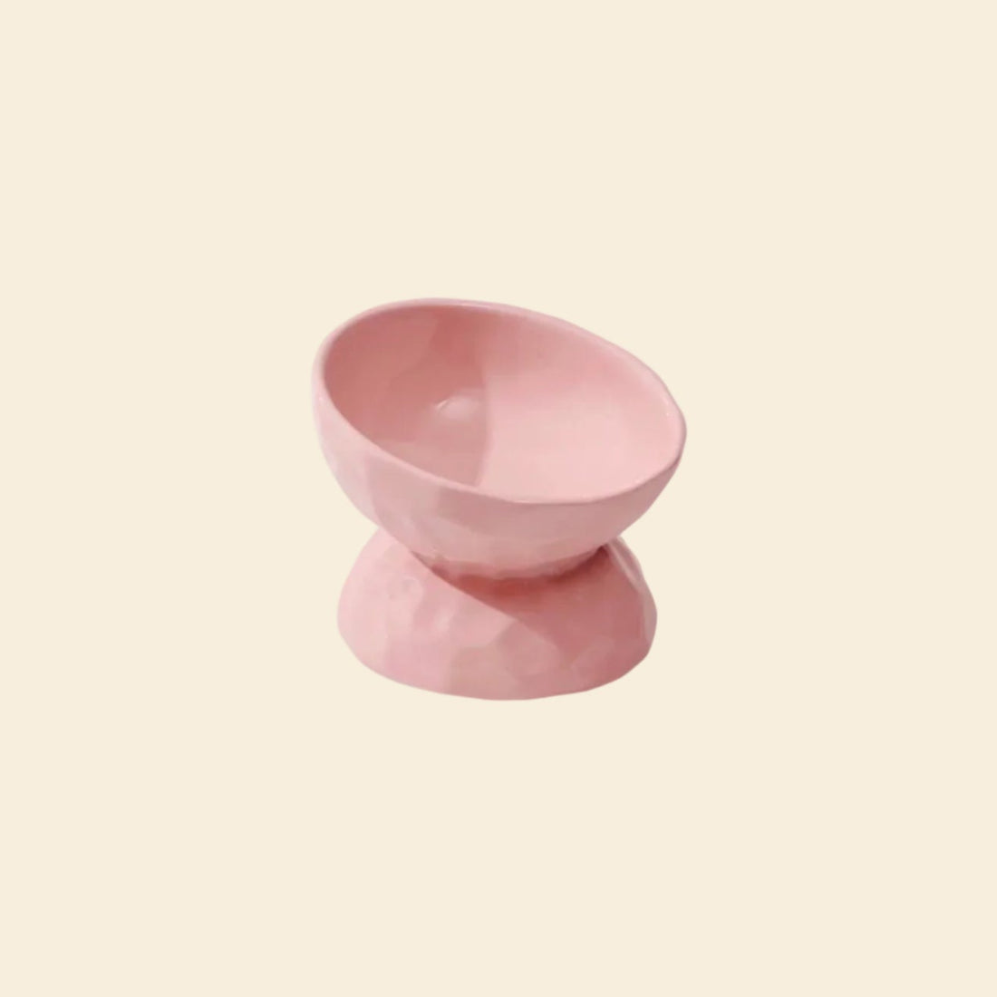Pink Peture Elevated Feeder with a raised pedestal design. The non-porous ceramic glaze ensures acne-free hygiene, while the height protects the cervical spine