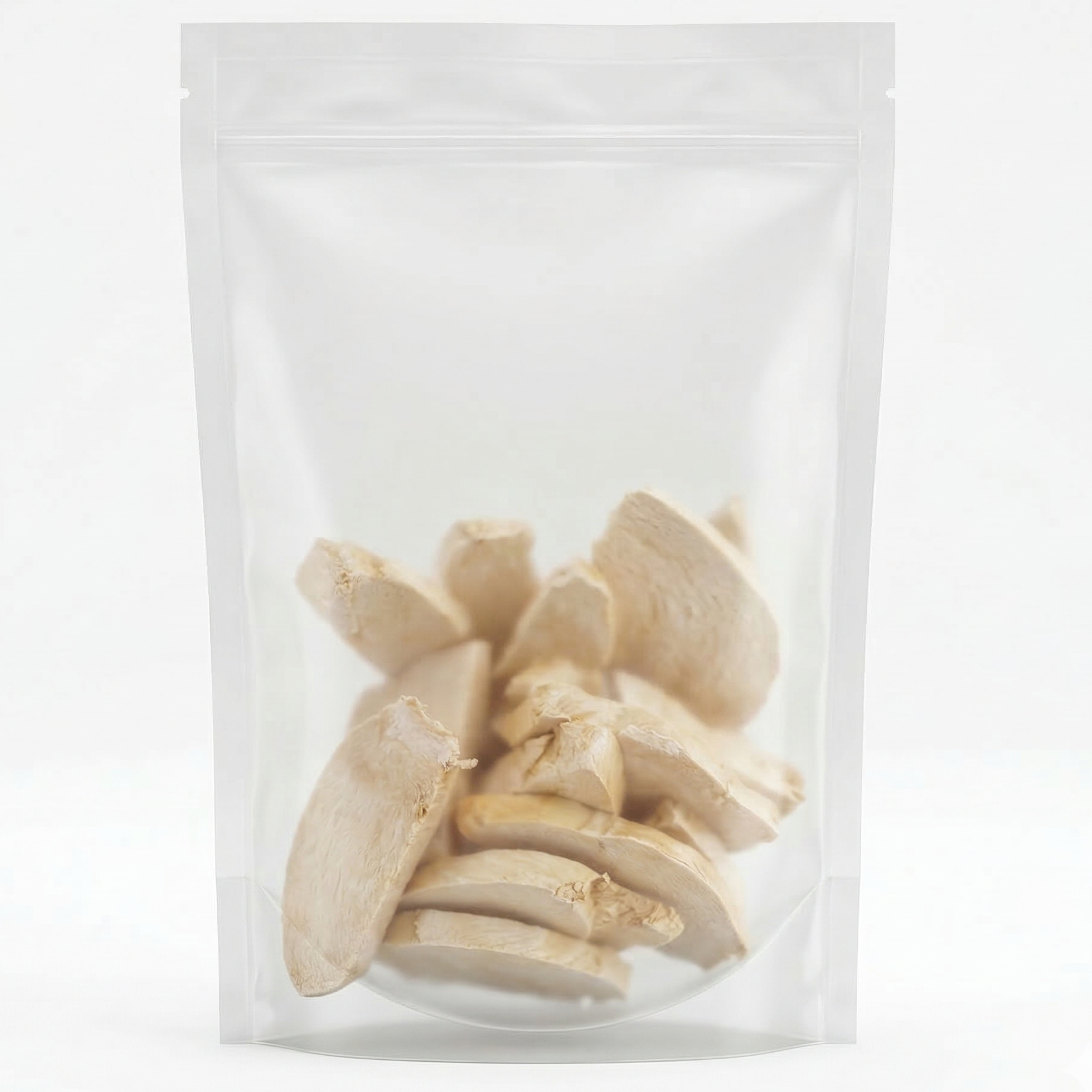 Multiple Freeze-Dried Chicken Breast dog treats in a plastic bag, grain-free and Australian-made lean protein rewards.