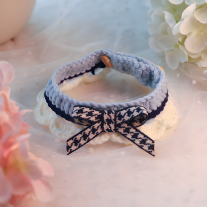 Close-up of the navy blue knitted collar showing the premium milk cotton texture. Breathable and comfortable for all-day wear