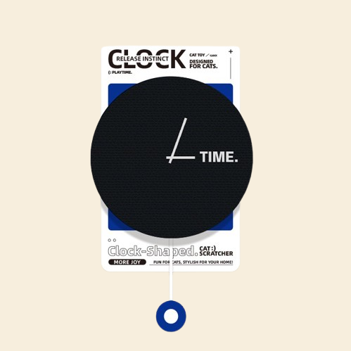 Sleek and modern Minimalist Black clock-shaped cat scratch pad. A functional statement piece that declutters floor space