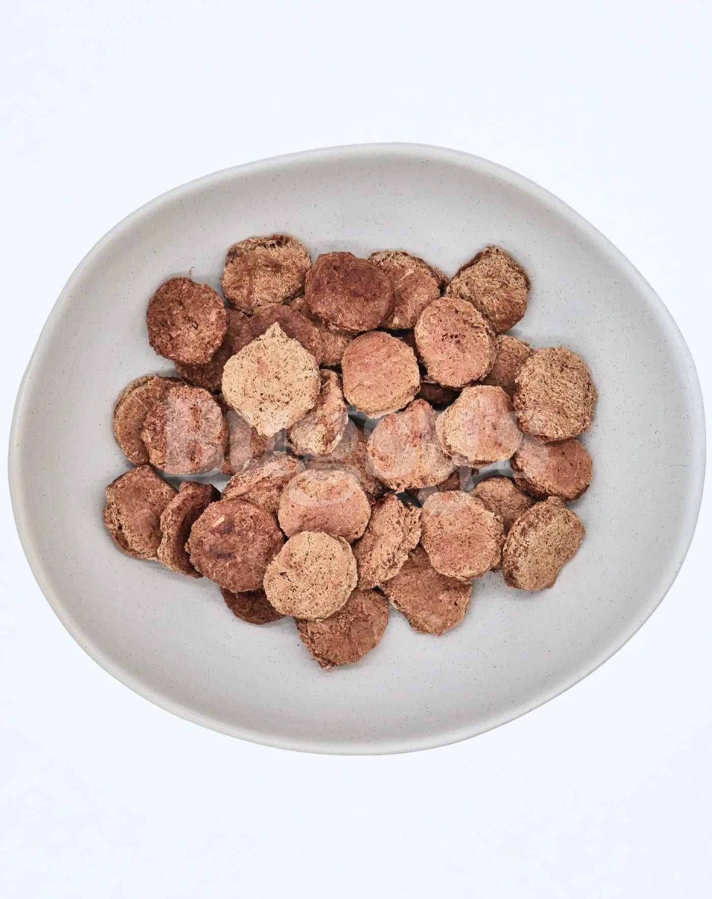 Top-down view of a grey bowl filled with Bugsy&