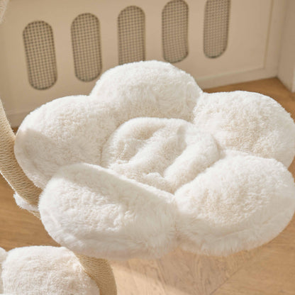 Soft raised-petal white flower perch on the Cloud MICHU Fairy Cat Tower