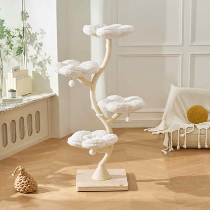 MICHU Fairy Cat Tower Deluxe Cloud four-tier flower cat tree displayed in a bright living room