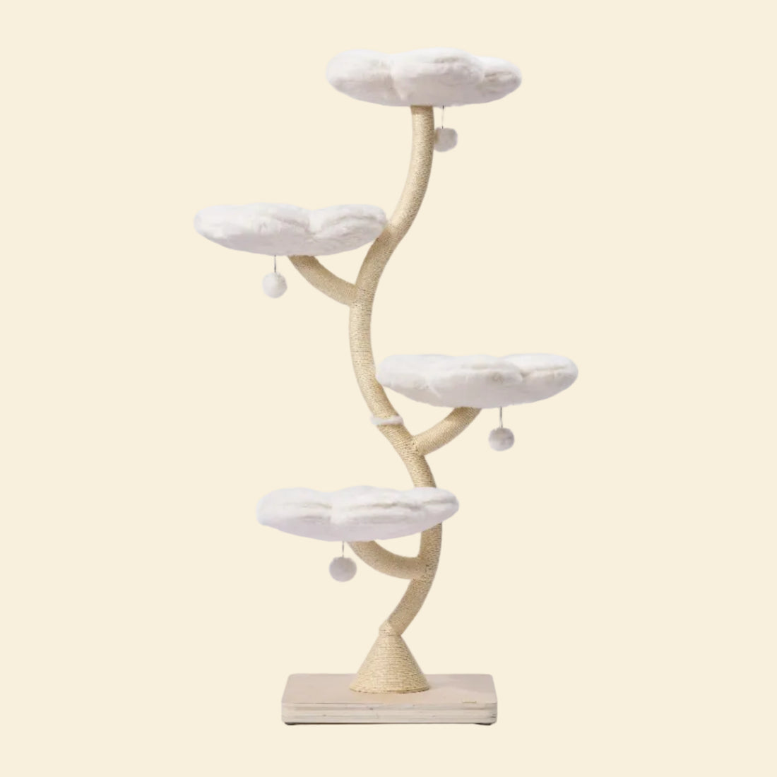 MICHU Fairy Cat Tower Deluxe 175cm in Cloud with four white flower perches and sisal scratching posts