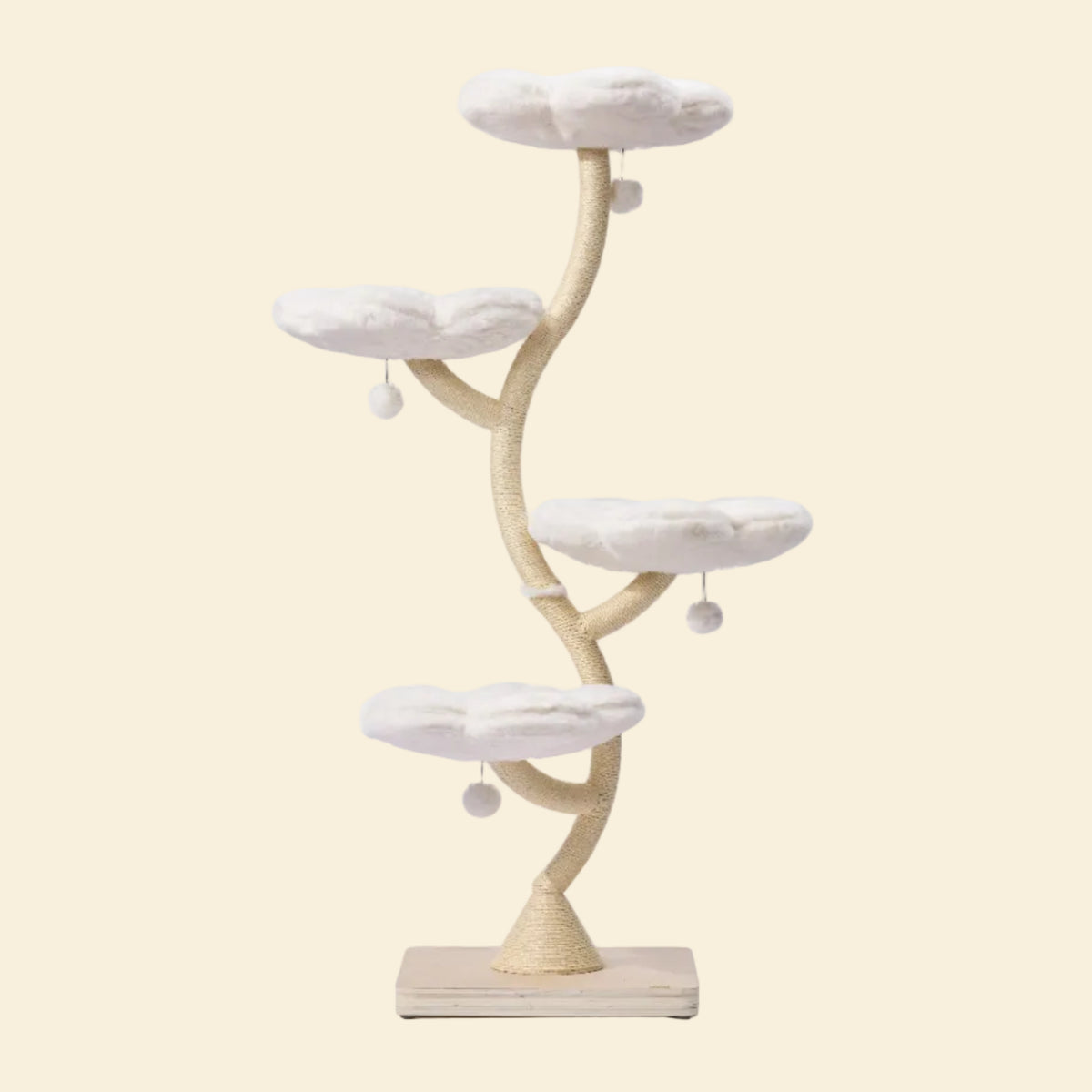 MICHU Fairy Cat Tower Deluxe 175cm in Cloud with four white flower perches and sisal scratching posts