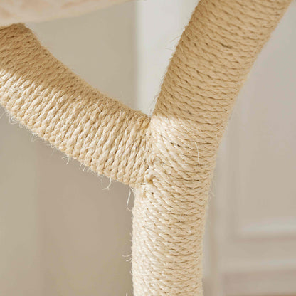 Close-up of the curved sisal-wrapped scratching branch on the MICHU Fairy Cat Tower