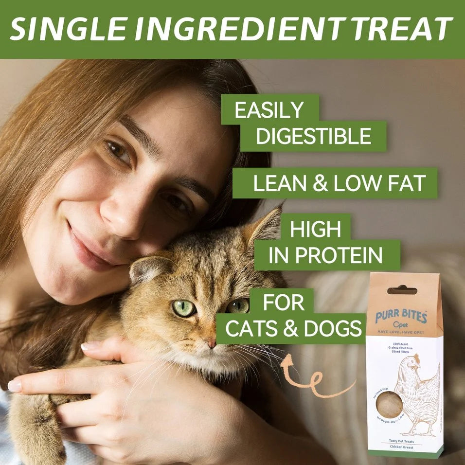 OPET Purr Bites single-ingredient freeze-dried chicken treats for cats and dogs