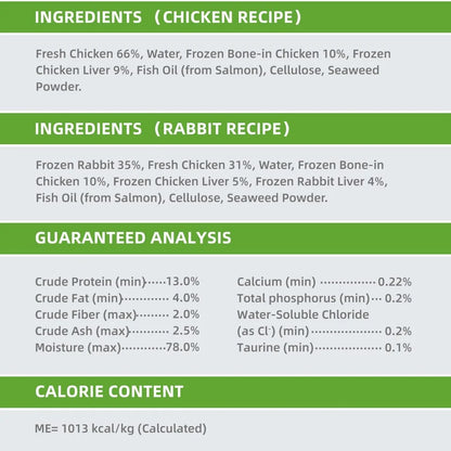 OPET TRUE BÖWL ingredients, guaranteed analysis and calorie information panel