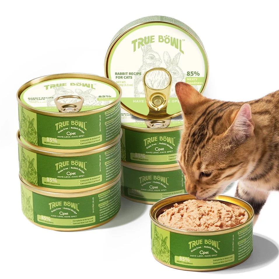 OPET TRUE BÖWL Rabbit Recipe Wet Cat Food 100g × 6 | 85% Meat Pâté