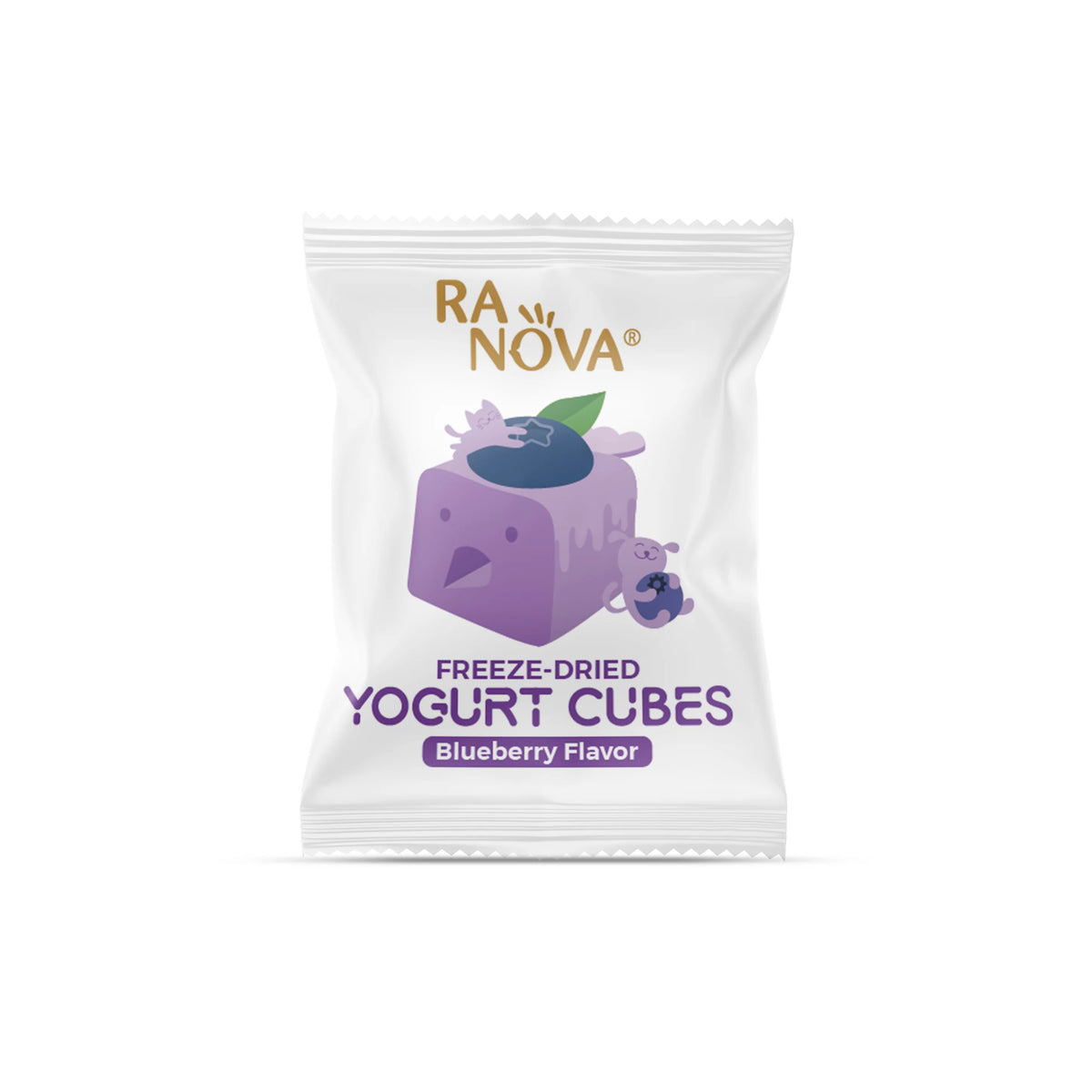 Individual RANOVA Blueberry Flavour Freeze-Dried Yogurt Cubes sachet for dogs and cats