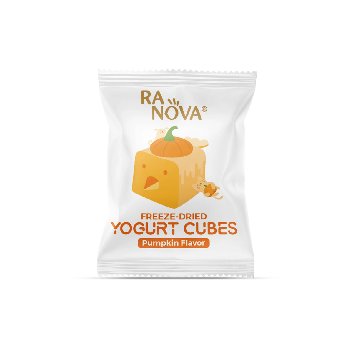 Individual RANOVA Pumpkin Flavour Freeze-Dried Yogurt Cubes sachet for dogs and cats