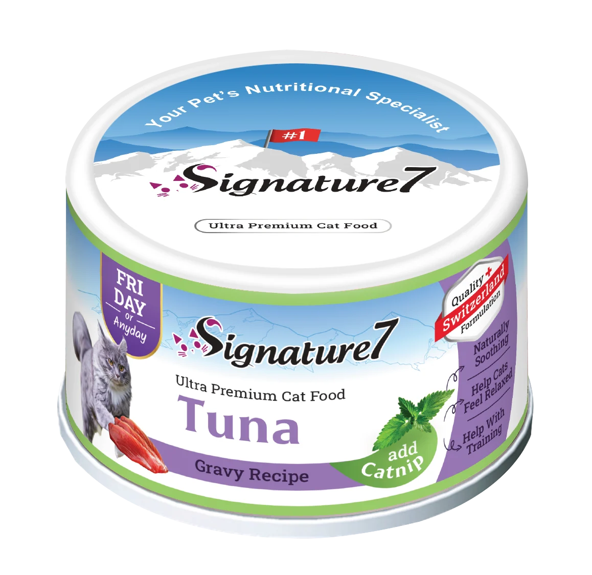 Signature7 Tuna gravy wet cat food with catnip 70g can