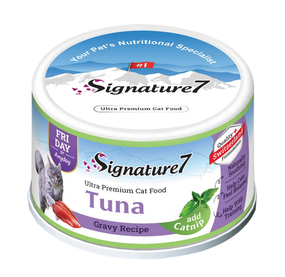 Signature7 Tuna gravy wet cat food with catnip 70g can