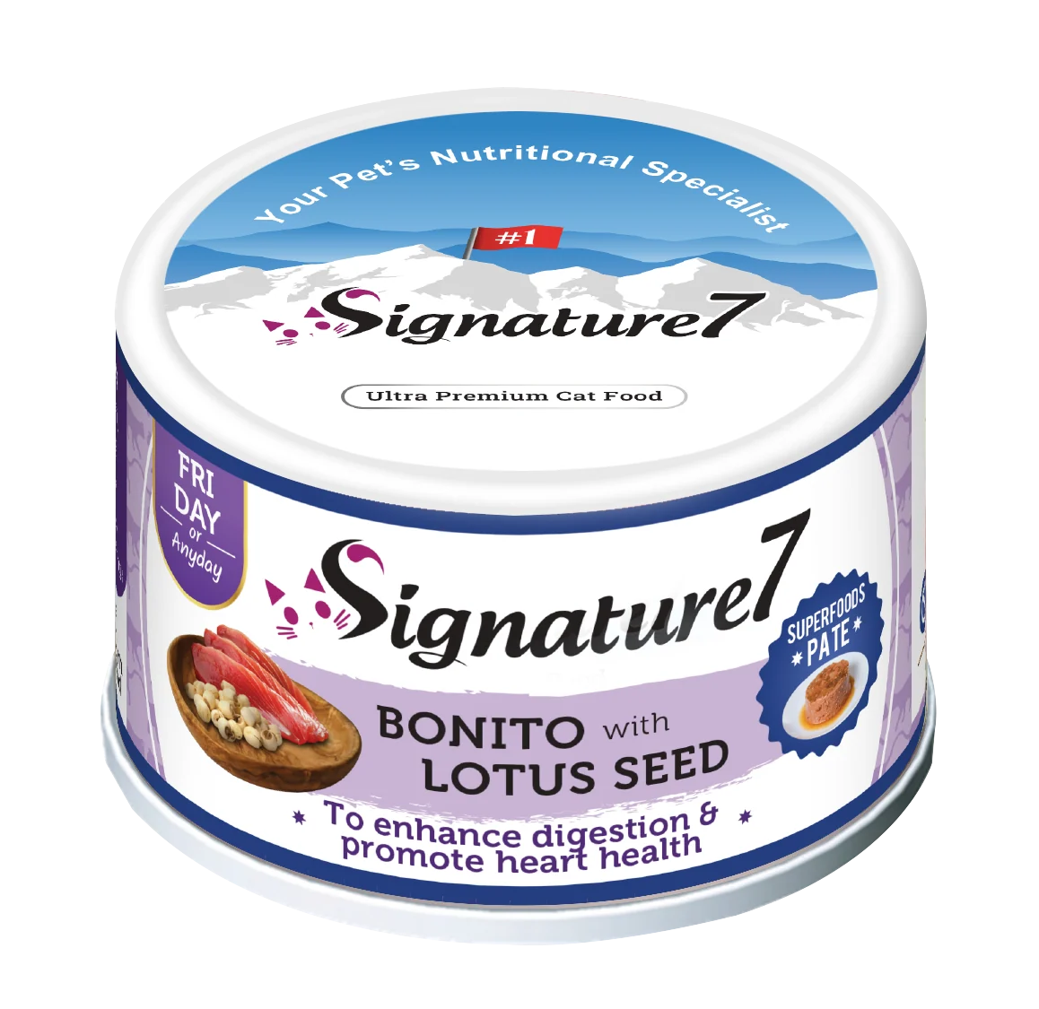Signature7 Friday Bonito with Lotus Seed Superfoods Pâté wet cat food 80g