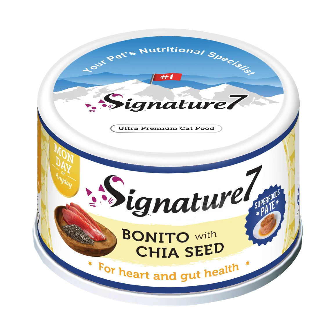 Signature7 Monday Bonito with Chia Seed Superfoods Pâté wet cat food 80g