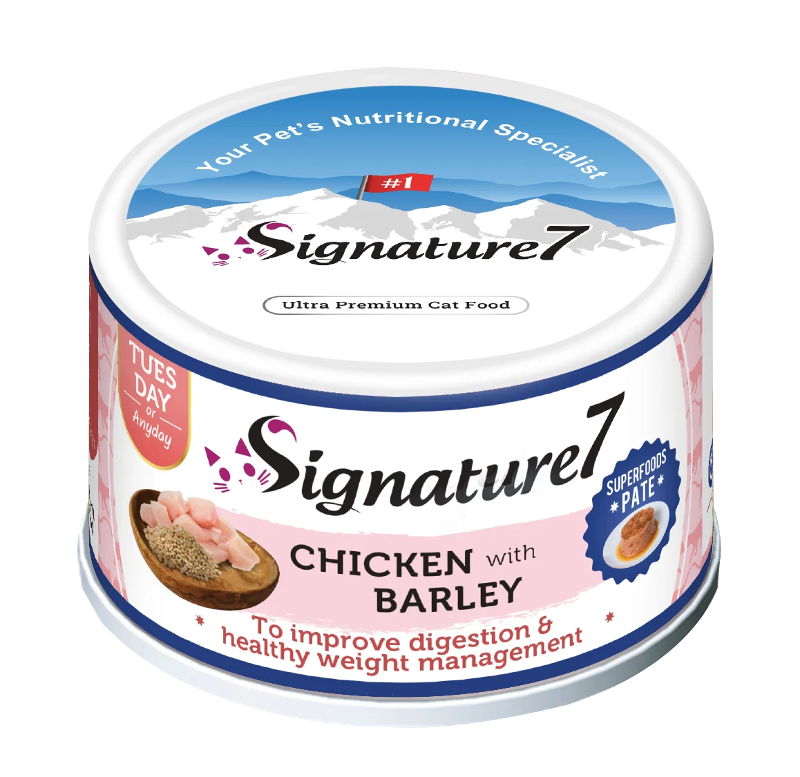 Signature7 Tuesday Chicken with Barley Superfoods Pâté wet cat food 80g
