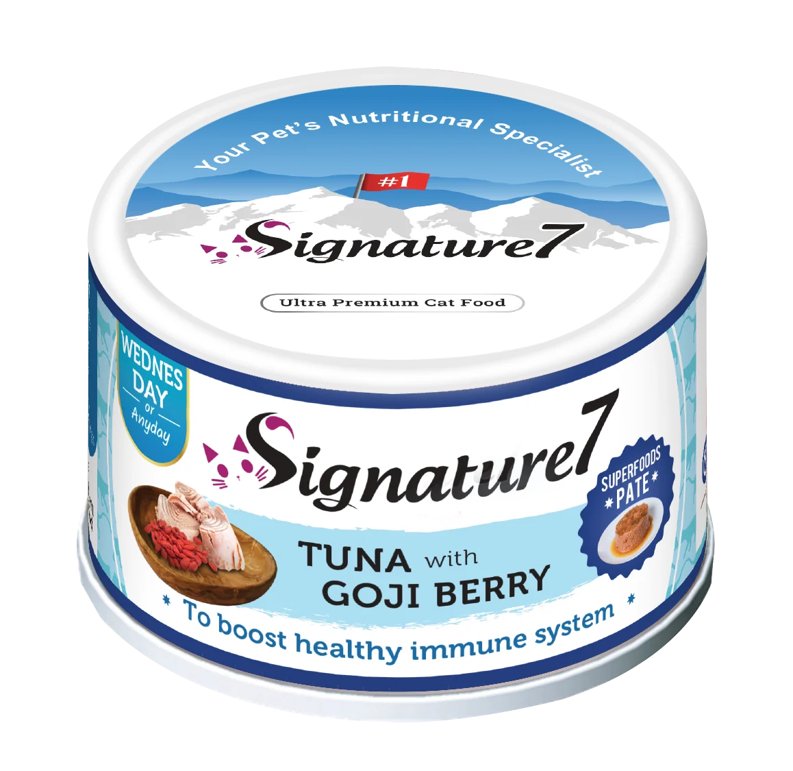 Signature7 Wednesday Tuna with Goji Berry Superfoods Pâté wet cat food 80g