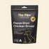Front packaging of The Paw Grocer Freeze-Dried Chicken Breast in a 72g black pouch, highlighting its single-ingredient, highly digestible lean protein formula for dogs and cats.