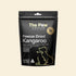 Front packaging of The Paw Grocer Freeze-Dried Kangaroo treats in a 72g black pouch, highlighting its single-ingredient, hypoallergenic, and lean protein benefits for both dogs and cats.