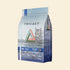 Front view of Trilogy Adult Cat Dry Food (1.8kg). Premium Australian Salmon grain-free kibble mixed with Freeze-Dried New Zealand Lamb. Formulated specially for indoor cats.