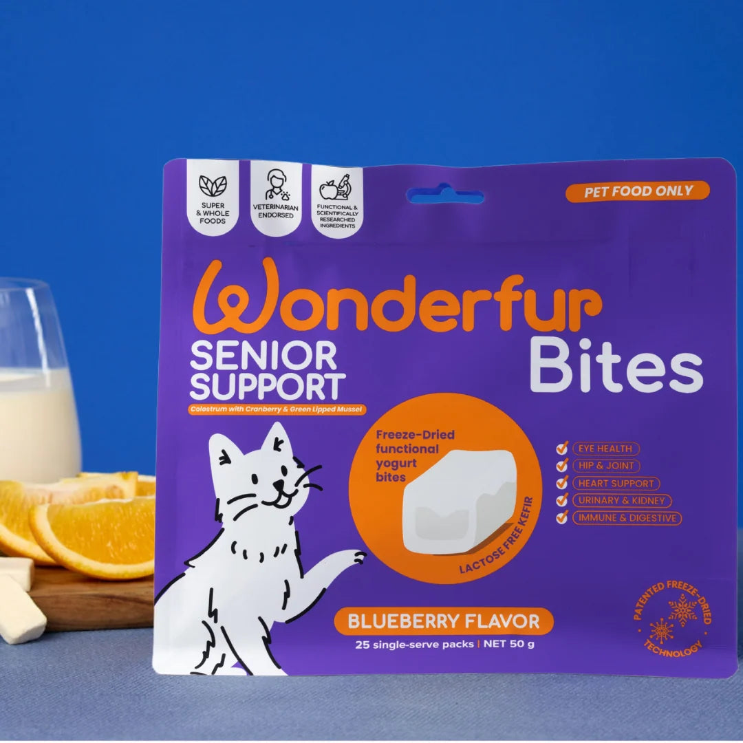 Wonderfur Bites Senior Support 50g freeze-dried yogurt chews for senior cats