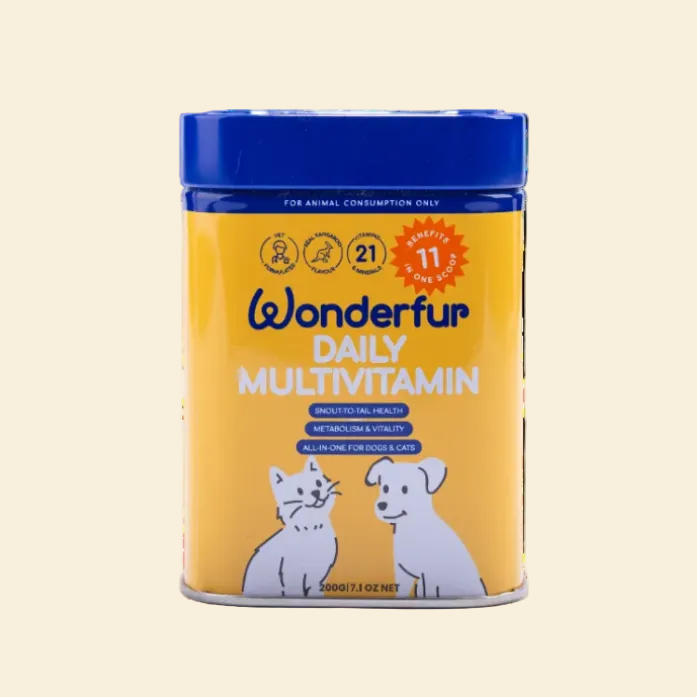 Front view of Wonderfur Daily Multivitamin Powder 200g for dogs and cats